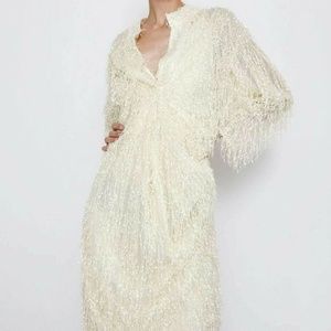 Zara textured weave fringe dress XS - blogger fav